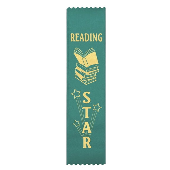 RibbonsNow Reading Star Ribbons - 50 Flat Bookmark Style Ribbons (No Card & String)