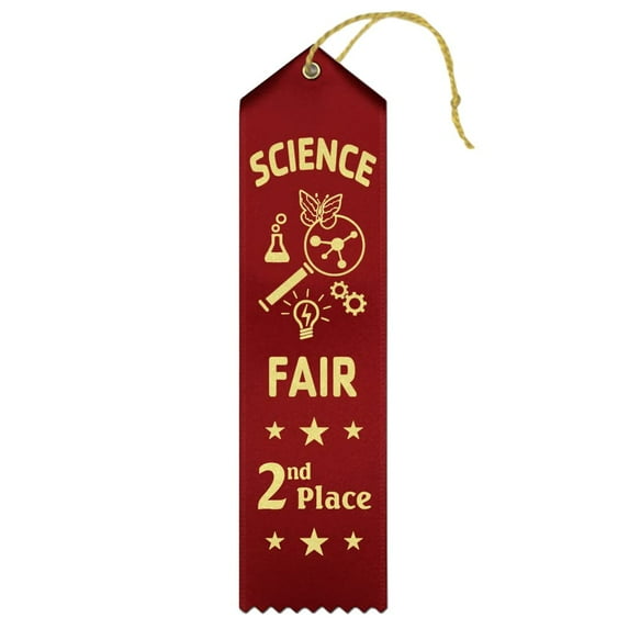 RibbonsNow Science Fair 2nd Place Ribbons - 50 Red Ribbons with Card & String