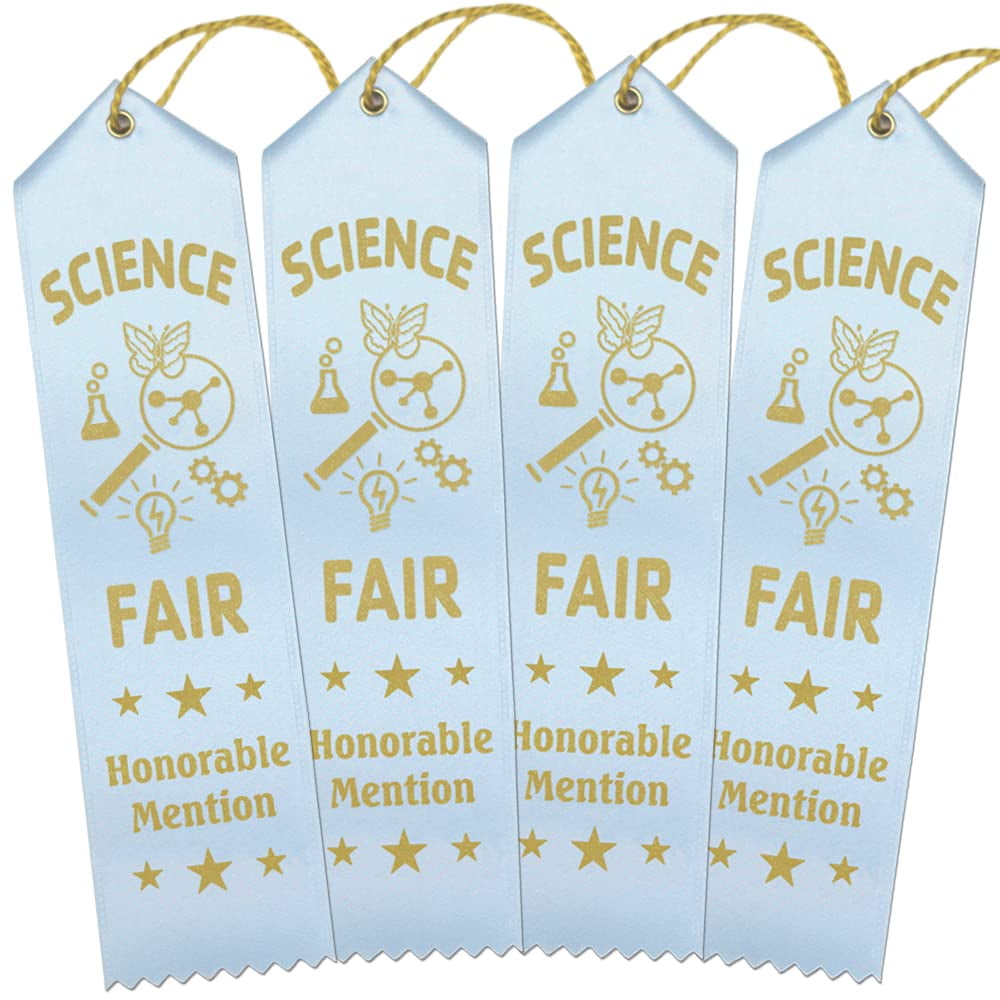 RibbonsNow Science Fair Honorable Mention Ribbons - 100 Light Blue Ribbons with Card & String