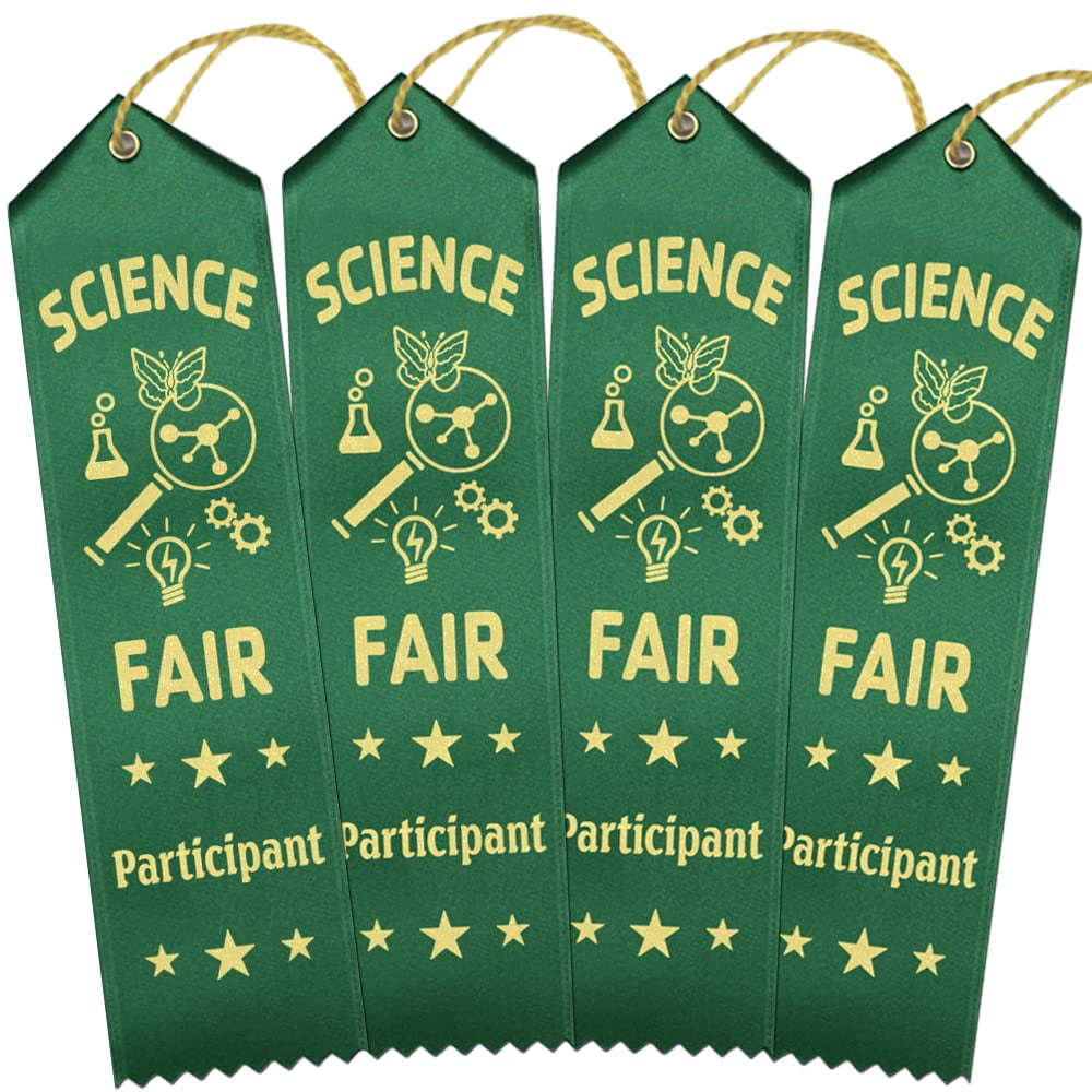 RibbonsNow Science Fair Participant Ribbons - 100 Green Ribbons with Card & String