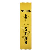 RibbonsNow Spelling Star Ribbons - 50 Flat Bookmark Style Ribbons No Card & String