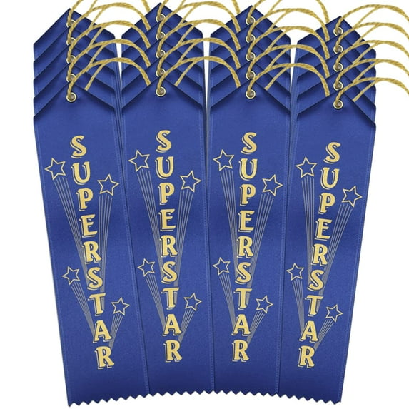 RibbonsNow Superstar Award Ribbons – 500 Blue Ribbons with Card & String