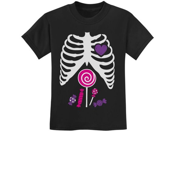 Ribcage Xray Candy Halloween Shirts for Kids Toddler Dabbing Skeleton Shirt 5T Black