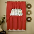 thumbnail image 1 of Ribcord Kitchen Curtains Solid Opaque 24" Tier, Valance & Swag Set Red, 1 of 1