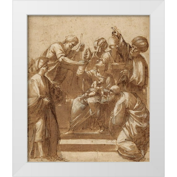 de Ribera, Jusepe 20x23 White Modern Wood Framed Museum Art Print Titled - Adoration of the Magi