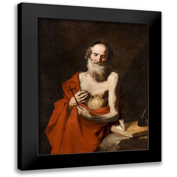 Ribera, Jusepe de 20x24 Black Modern Framed Museum Art Print Titled - Saint Jerome