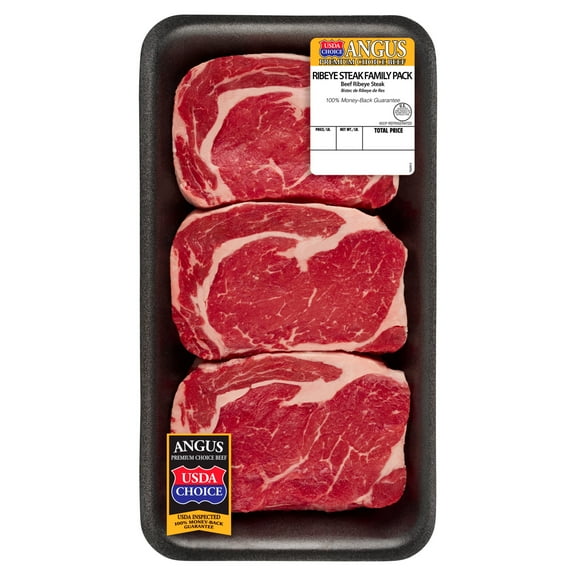 Ribeye Steak, Choice Angus Beef, 3 Per Tray, Family Pack, 2.26 - 3.15 lb