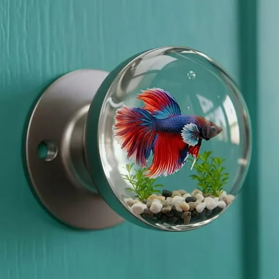Ribili NatureNest Crystal Knob, Solymall Nature Nest Crystal Knob, Cumuul Unique Decorative Door Handle, Round Resin Glass Door Knobs, Pull Handles for Doors Wardrobes Home Decor (Butterfly Carp)