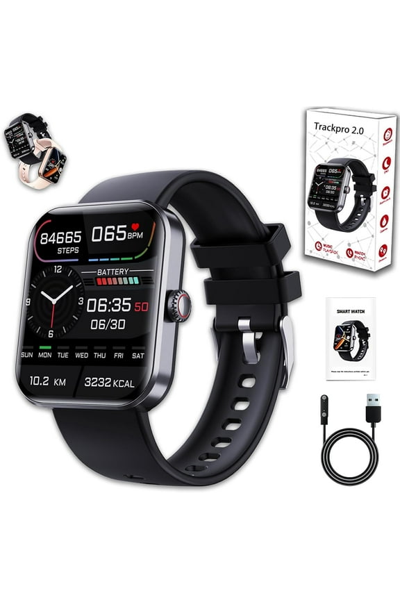 Ribili Track Pro, Ribili Outfany Trackpro 2.0, 1.91-Inch Touch Screen Bluetooth Hd Smartwatch, Ip67 Waterproof 50+ Sports Fitness Watch Compatible with Iphone and Android for Men Women (Black-A)