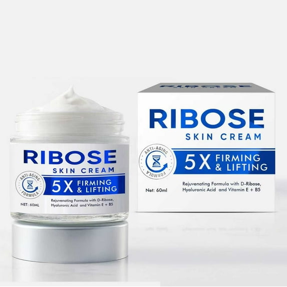 Ribose Skin Cream, 60ml , Rejuvenating Formula with D-Ribose, Hyaluronic Acid, Vitamin E + B5