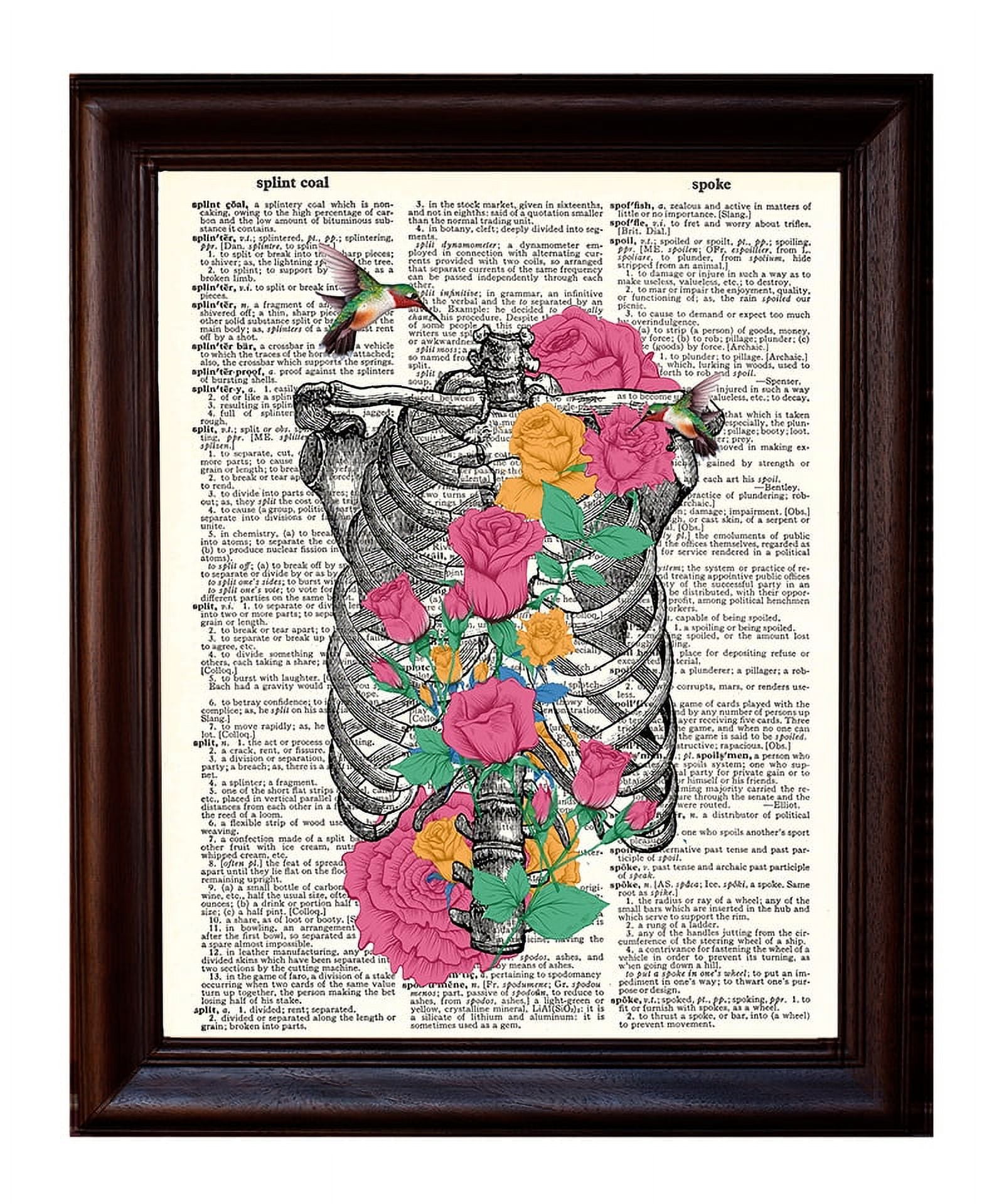 Ribs and Flowers Dictionary Art Print Printed On Authentic Vintage