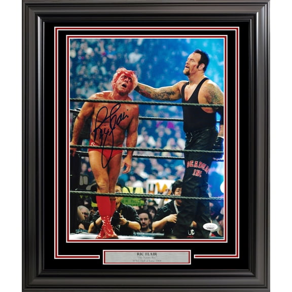Ric Flair Autographed Framed 11x14 Photo WWE vs. Undertaker JSA Stock #256666
