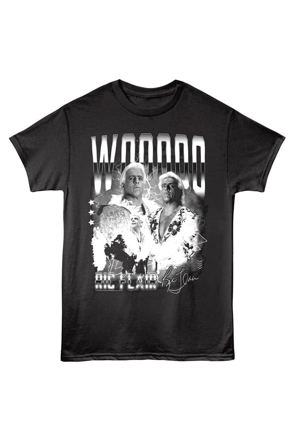 Ric Flair - B W Woo Collage - American Classics - Black Adult Short Sleeve T-Shirt