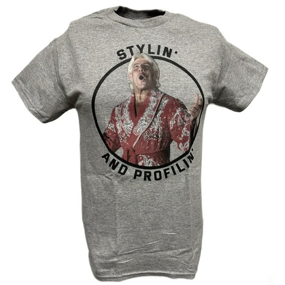 Ric Flair Gray Stylin and Profilin WWE Mens T-shirt M