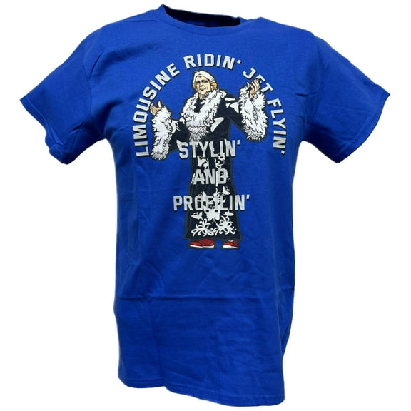 Ric Flair Limousine Stylin' and Profilin' Mens Blue T-shirt