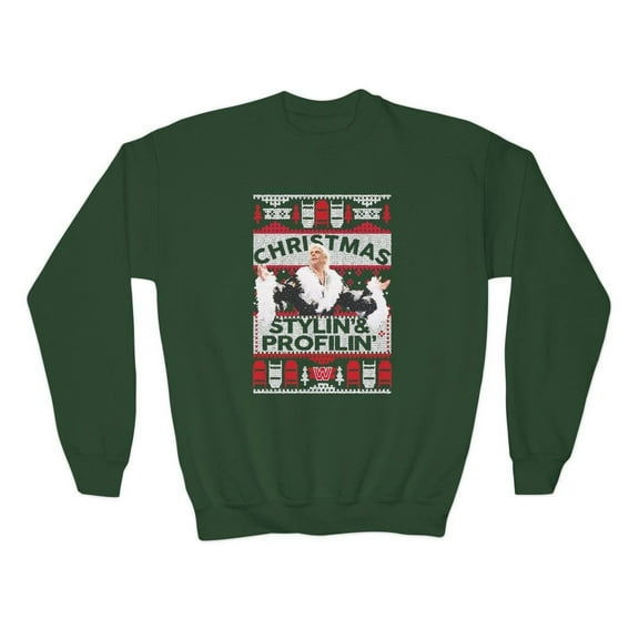 Ric Flair Stylin and Profilin Flair Ugly Green Kids Youth Christmas Sweater