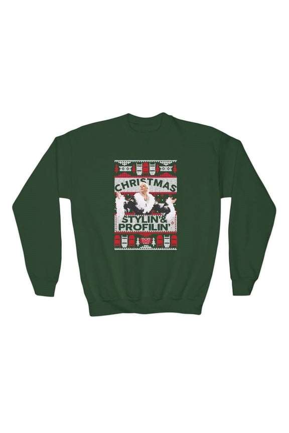 Ric Flair Stylin and Profilin Flair Ugly Green Kids Youth Christmas Sweater