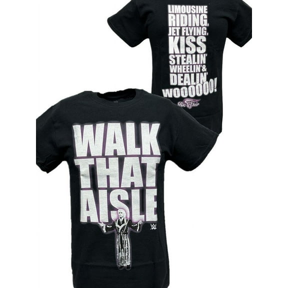 Ric Flair Walk That Aisle Woooo WWE Mens Black T-shirt M