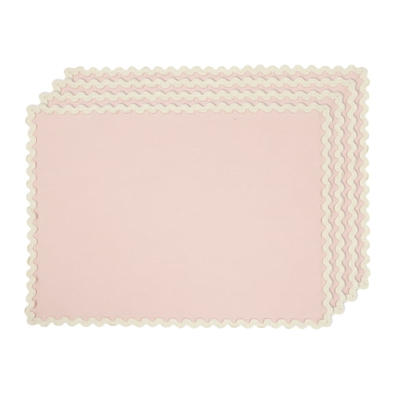 Easter Ric Rac Trim 4 pack Table Placemat Set - 14" x 19" Each - 100% Cotton, Multi-color