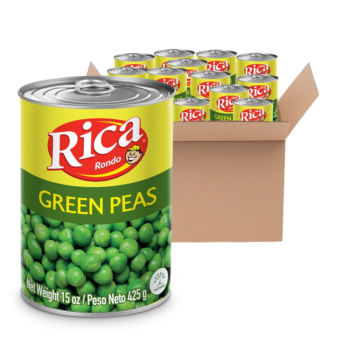 Rica Green Peas Can, 15 oz, Pack of 12