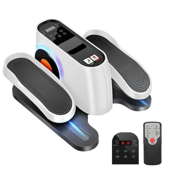 Rican Under Desk Elliptical Machine,Quiet Portable Elliptical Exercise Machine,15 Adjustable Speeds Ellipse Leg Exerciser with Remote Control for Seniors,White