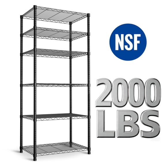 CATGOOD Heavy Duty Wire Shelving, 6-Tier Adjustable Metal Storage Rack for Garage Kitchen, 1000 lb Capacity, No-Tool Assembly, 18"W x 23"D x 71"H