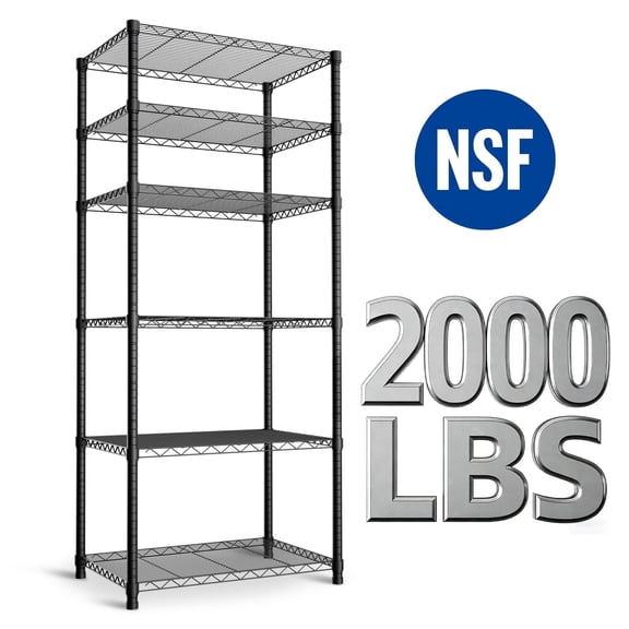 CATGOOD Heavy Duty Wire Shelving, 6-Tier Adjustable Metal Storage Rack for Garage Kitchen, 2000 lb Capacity, No-Tool Assembly, 18"W x 23"D x 71"H
