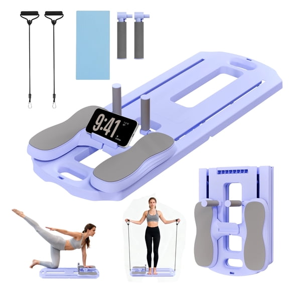 Rican Pilates Board, Foldable Ab Board, Multifunctional Abdominal Board for Home, 300 lbs Abs Workout Equipment with Knee Pad, Portable Pilates Reformer for Full Body Workout, Purple