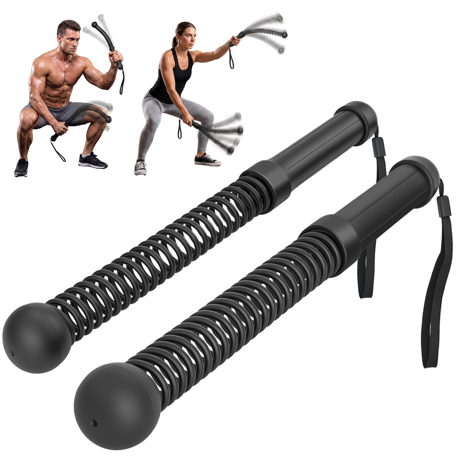 Rican Weighted Ropeless Battle Ropes, 2 PCS Cordless Sticks for HIIT ...