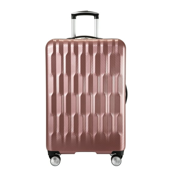 Open Box Ricardo Beverly Hills Anchor Bay Hardside 25" Expandable Checked Spinner Luggage, Rose Gold