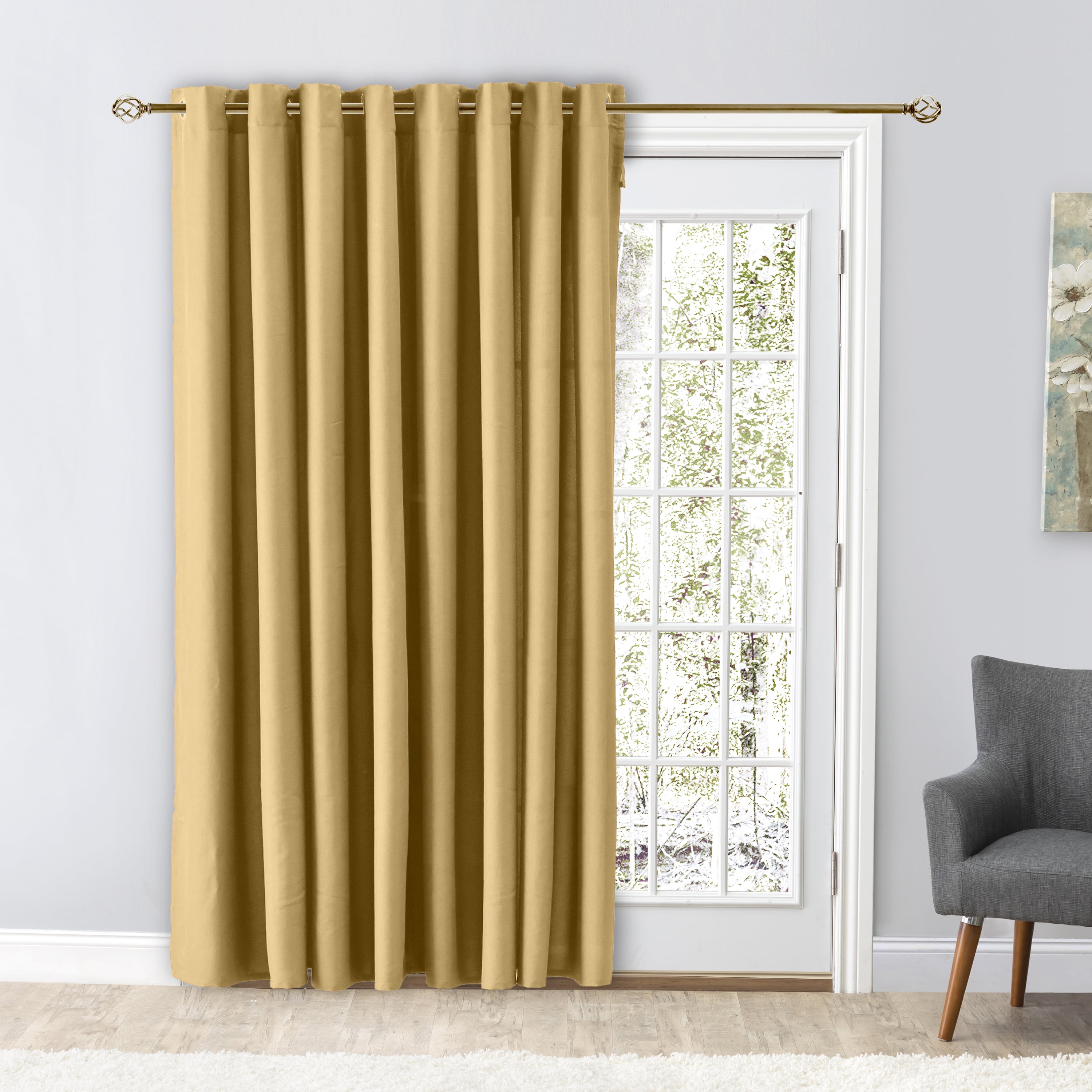 Gold Leaf Light-Filtering Pleated Grommet Cotton-Polyester Panel