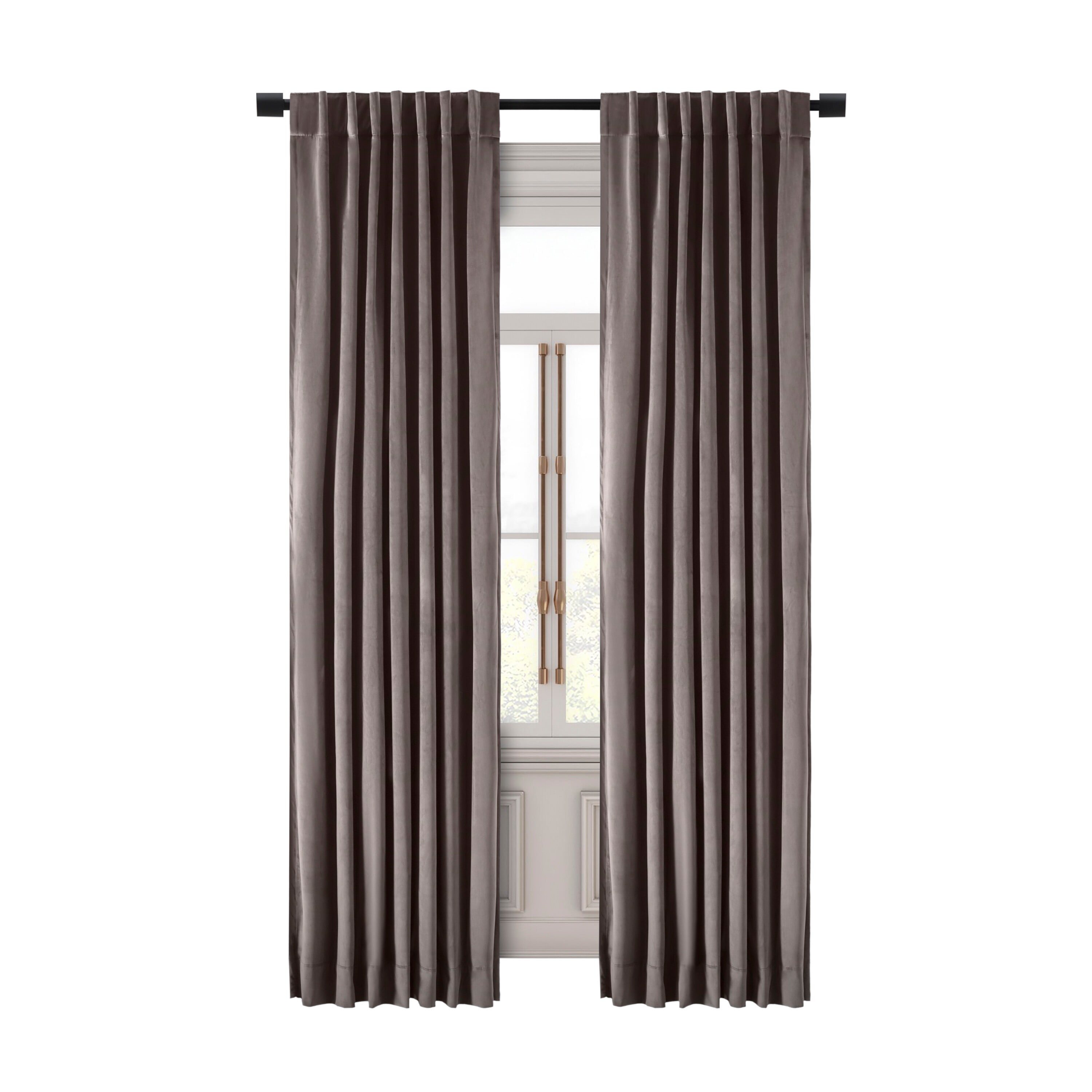 Mauve Velvet Blackout Pleated Window Panel with Rod Pocket