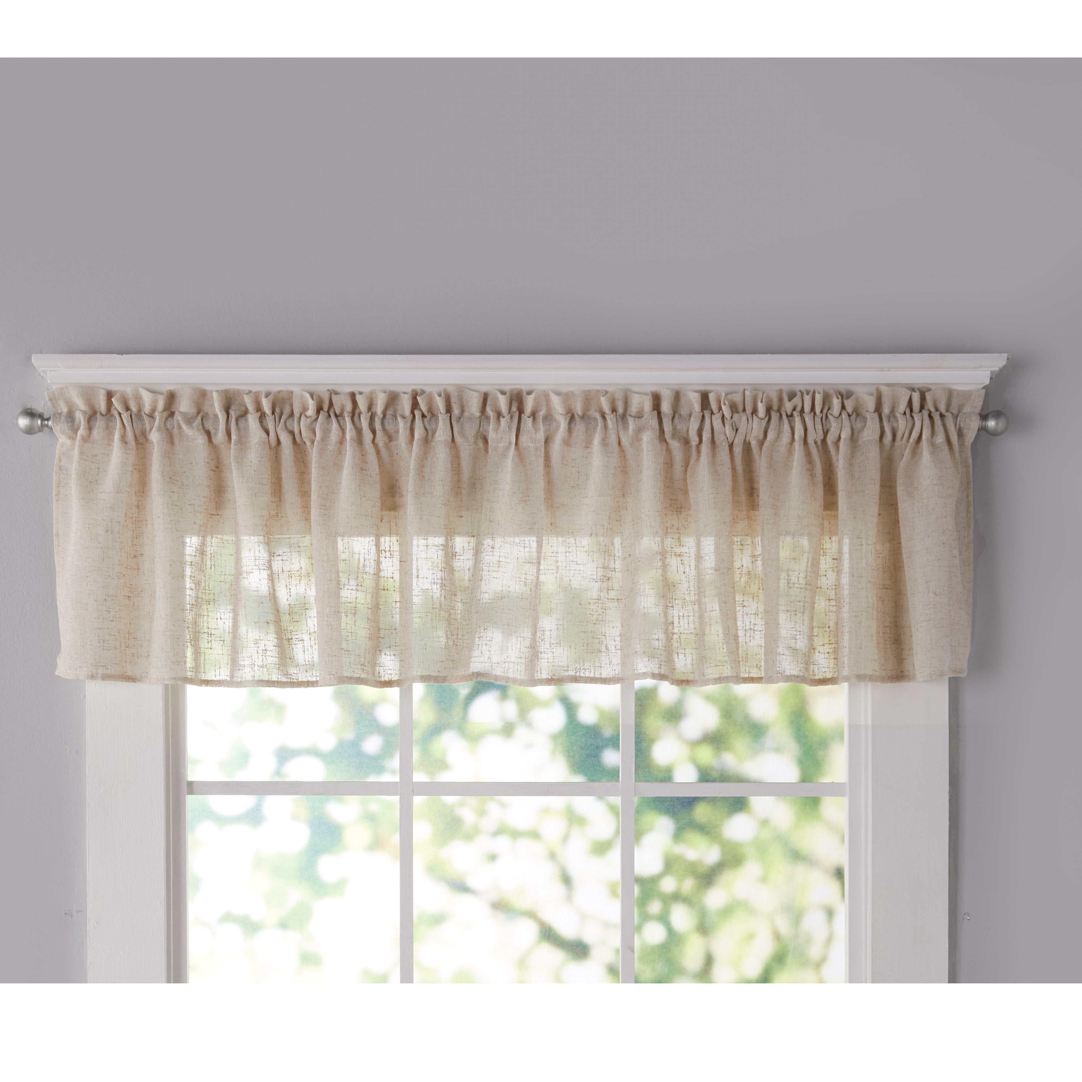 Natural Linen-Blend Tailored Window Valance with Rod Pocket