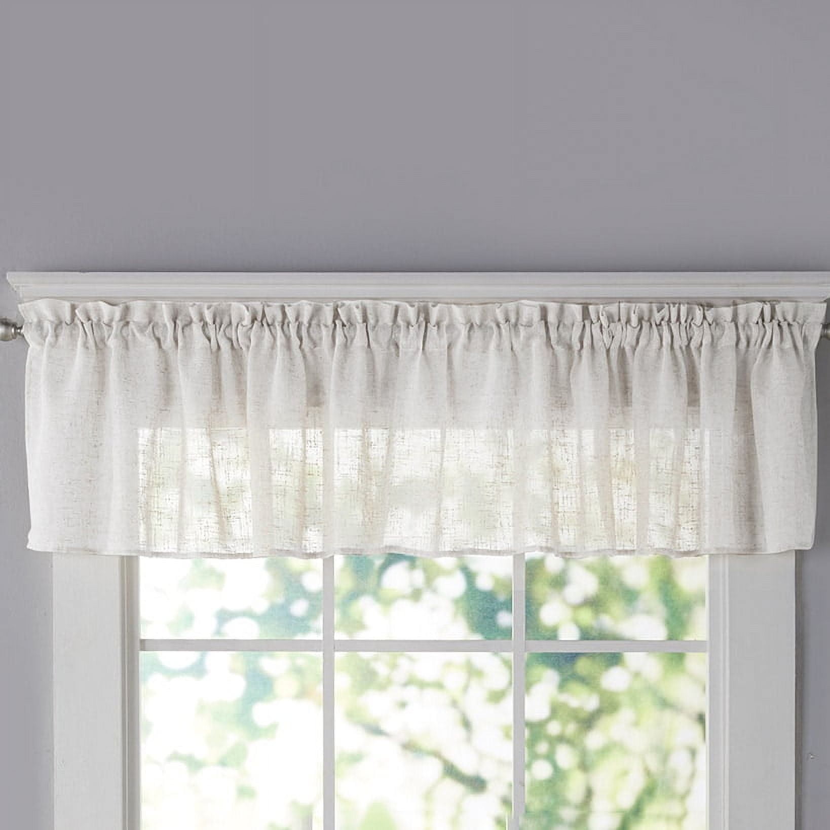 White Linen-Blend Tailored Window Valance with Rod Pocket
