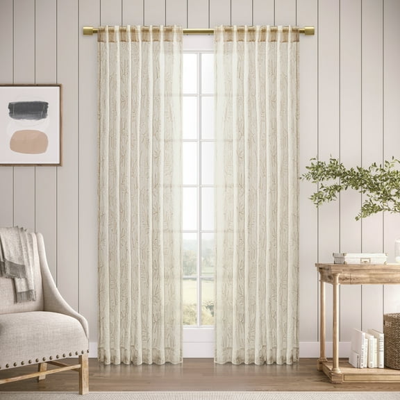 Ricardo Sheer Leaf Rod Pocket With Back Tab Panel