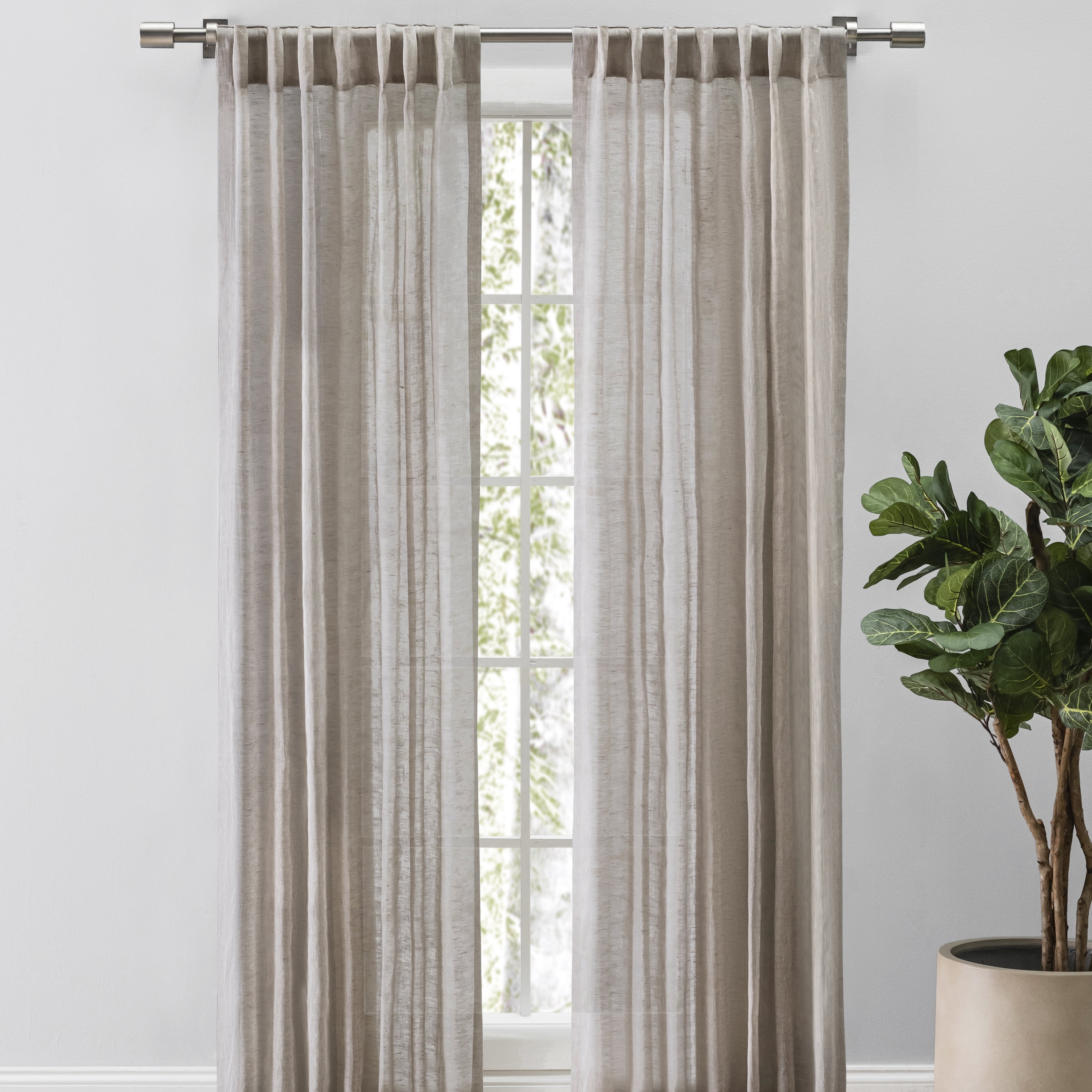 Grace Sheer Linen Rod Pocket with Back Tab Panel - Walmart.com