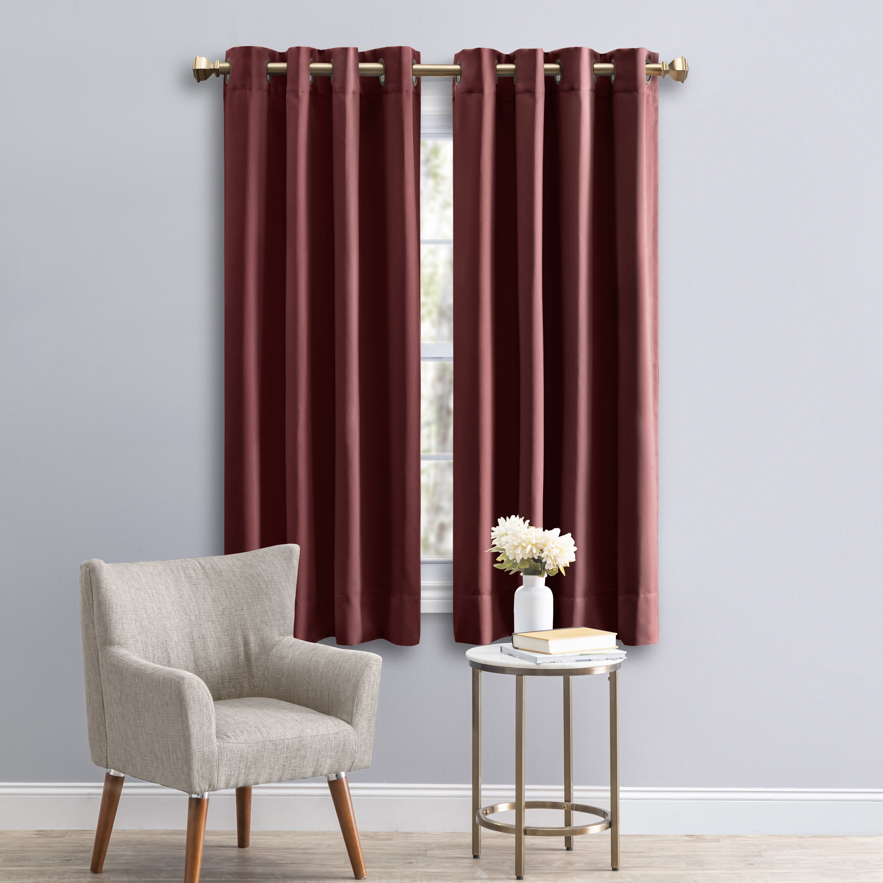 Garnet Blackout Pleated Grommet Polyester Window Panel