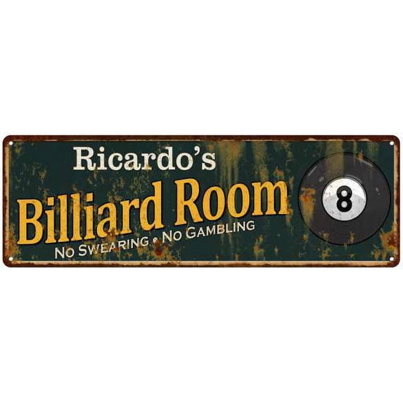 Ricardo's Billiard Room Green Sign Man Cave 6x18 206180009431