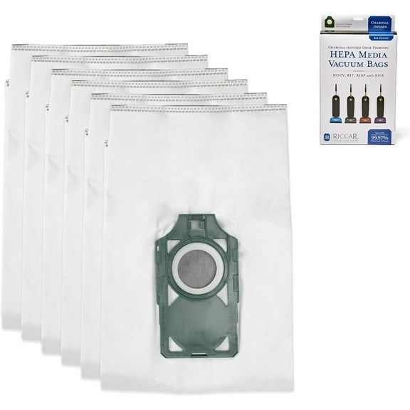 Riccar R10 HEPA Vacuum Cleaner Bags, Charcoal-Infused SupraLite Series Green, Six Bags Included, RLHC-6