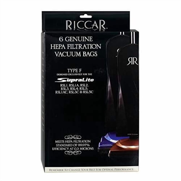 Riccar RFH-6 SupraLite RSL Model HEPA Media Bags (6 Pack)