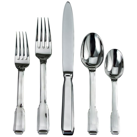 Ricci Argentieri Art Deco 18/10 Stainless 5pc. Place Setting
