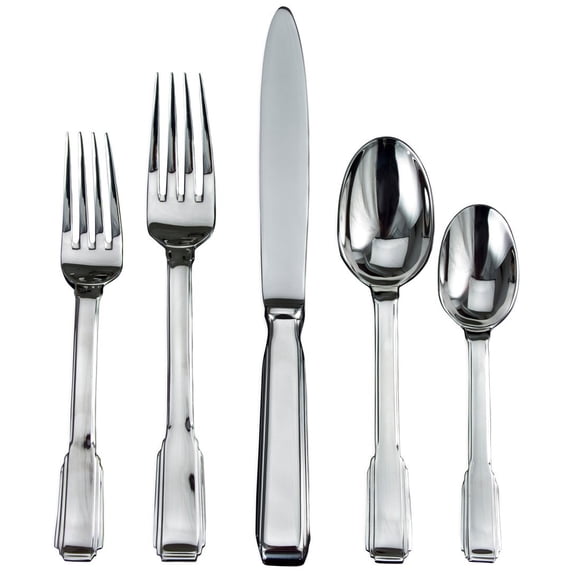 Ricci Argentieri Art Deco 18/10 Stainless 5 piece Gold flatware set