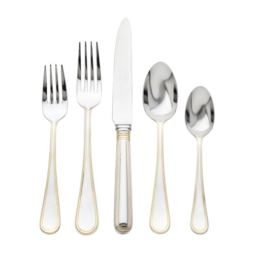Ricci Argentieri Ascot Gold Accent 5 Piece Flatware Place Set
