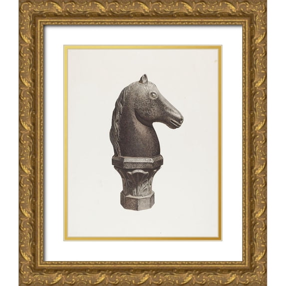 Riccitelli, Michael 12x14 Gold Ornate Wood Framed with Double Matting Museum Art Print Titled - Hitching Post 1935