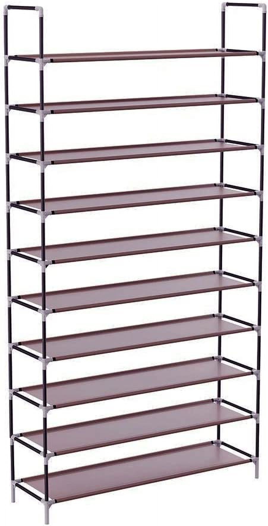 Rice 10-Tier Shoe Rack, Fabric and Metal, Black - Walmart.com