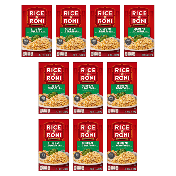 Rice-A-Roni Cheddar Broccoli Flavor Rice, 6.5 oz Cardboard Box, Packaged Meal (Pack of 10)