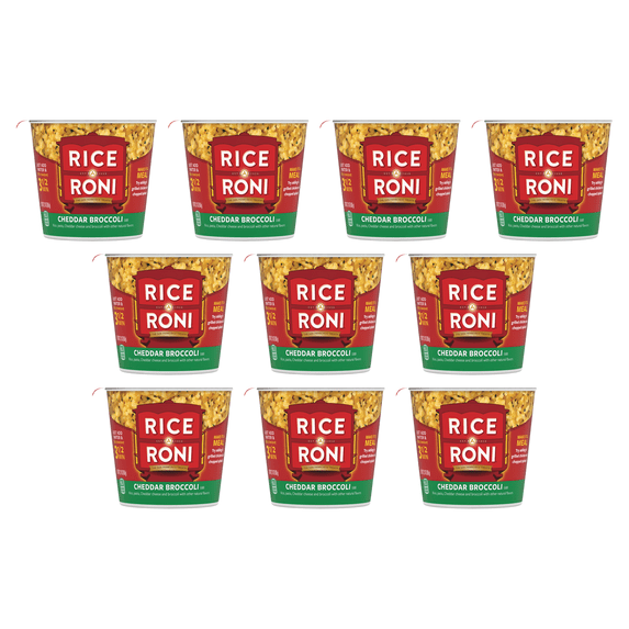 Rice-A-Roni, Cheddar Broccoli Rice, 2.11 oz Cup, Quick Cook Microwave Cup (Pack of 10)