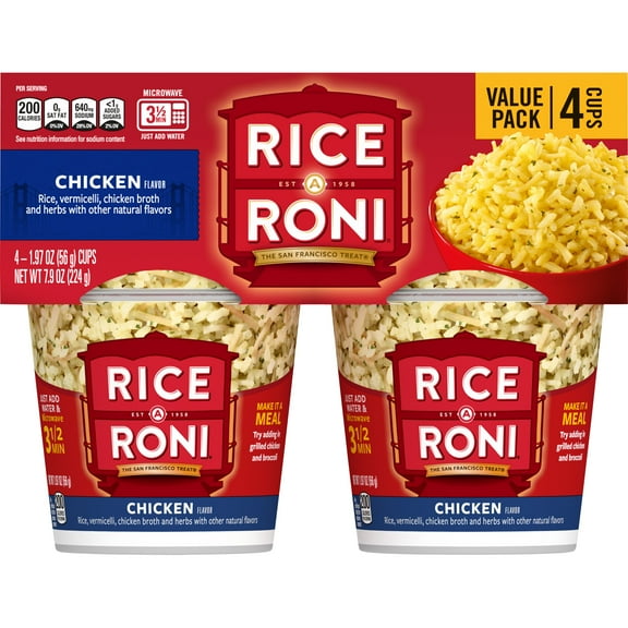 Rice A Roni Chicken Flavor Rice Mix 1.97 oz Cups, 4 Count