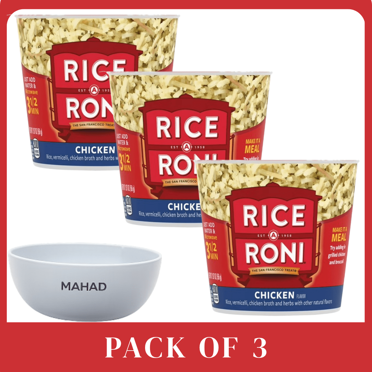 Rice-A-Roni Chicken Rice Vermicelli Cup 1.97 oz 3 Pack Quick Meal Side ...