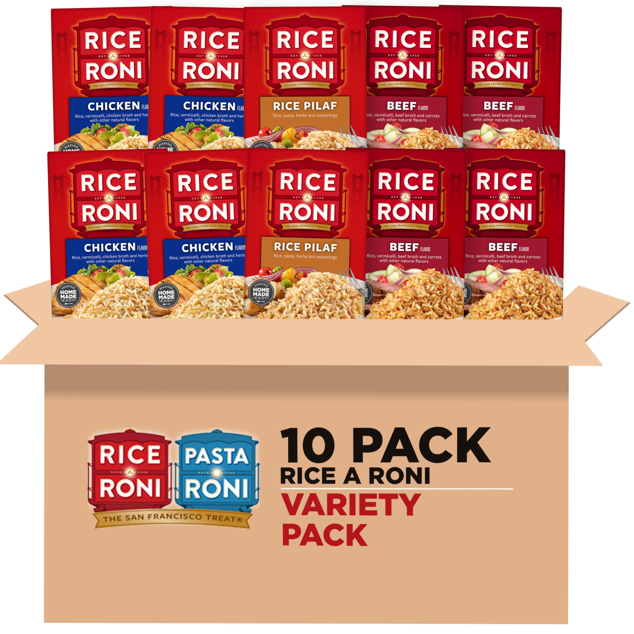 Rice-A-Roni Dinner Classics Variety Pack, 10 BSL1 Piece Assortment ...